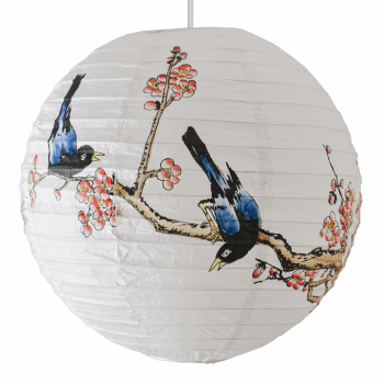 Papierlampen mit Vogelmotiv